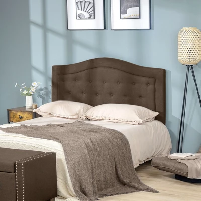 HOMCOM Upholstered Headboard, Button Tufted Bedhead Board, Home Bedroom Decoration For Full-Sized Beds, Brown 4 HOMCOM Upholstered Headboard, Button Tufted Bedhead Board, Home Bedroom Decoration For Full-Sized Beds, Brown - Image 2