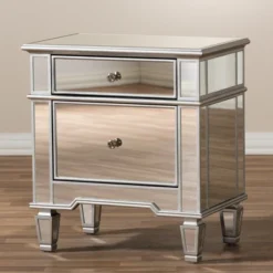 Sussie Hollywood Regency Glamour Style Mirrored 2 - Drawer Nightstand - Baxton Studio 15 Sussie Hollywood Regency Glamour Style Mirrored 2 - Drawer Nightstand - Baxton Studio -Baxton Furniture Store GUEST 4a286267 68e3 4a3a ad2c d8ba3652f0d5