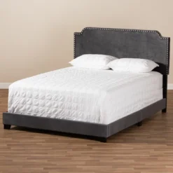 Darcy Velvet Upholstered Bed - Baxton Studio -Baxton Furniture Store GUEST 4a50c9a7 1e2d 47a4 ab69 8e8ff4548c8a
