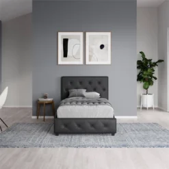 Dalia Tufted Faux Leather Bed - Room & Joy