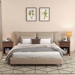 Costway 2 PCS Nightstand Side Table With Drawer Open Shelf For Living Room Bedroom Walnut/Brown 16 Costway 2 PCS Nightstand Side Table With Drawer Open Shelf For Living Room Bedroom Walnut/Brown -Baxton Furniture Store GUEST 4af521c0 9198 4e70 9594 722a1e17f63b