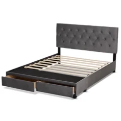 Caronia Velvet Upholstered 2 Drawer Platform Storage Bed - Baxton Studio -Baxton Furniture Store GUEST 4afc0997 2eea 4f59 8e84 5a8560850bec