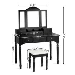 Costway 7 Drawers Vanity Set Dressing Table W/ Tri-Folding Mirror 16 Costway 7 Drawers Vanity Set Dressing Table W/ Tri-Folding Mirror -Baxton Furniture Store GUEST 4b1da2e8 fd25 4517 8385 9458c7321b8f 1