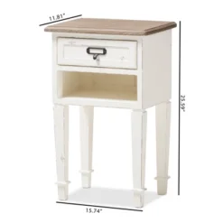 Dauphine 1 Drawer Provincial Style Oak And Distressed Finish Wood Nightstand White - Baxton Studio -Baxton Furniture Store GUEST 4b3a304a 187e 40e0 937f bfde4972637e