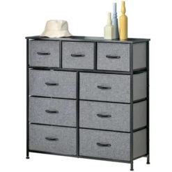 HOMCOM 9 Drawers Storage Chest Dresser Organizer Unit W/ Steel Frame, Wood Top, Easy Pull Fabric Bins, For Bedroom, Hallway, Closet, Entryway 11 HOMCOM 9 Drawers Storage Chest Dresser Organizer Unit W/ Steel Frame, Wood Top, Easy Pull Fabric Bins, For Bedroom, Hallway, Closet, Entryway -Baxton Furniture Store GUEST 4ba7c1f5 ac9e 4203 adfa 2aec52dc6679