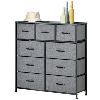 HOMCOM 9 Drawers Storage Chest Dresser Organizer Unit W/ Steel Frame, Wood Top, Easy Pull Fabric Bins, For Bedroom, Hallway, Closet, Entryway 5 HOMCOM 9 Drawers Storage Chest Dresser Organizer Unit W/ Steel Frame, Wood Top, Easy Pull Fabric Bins, For Bedroom, Hallway, Closet, Entryway - Image 3