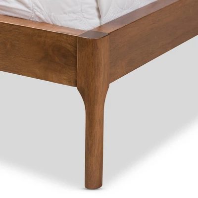 Brooklyn Mid Century Modern Walnut Wood Fabric Upholstered Platform Bed - Baxton Studio 8 Brooklyn Mid Century Modern Walnut Wood Fabric Upholstered Platform Bed - Baxton Studio - Image 6