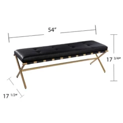 Southern Enterprises Valxan Faux Leather Bench Black/Gold - Aiden Lane -Baxton Furniture Store GUEST 4c81a54d 0d4a 4422 a30e c2167c291dd5