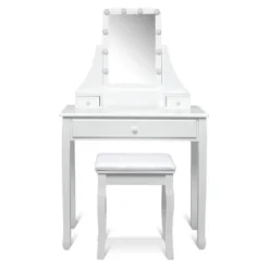 Tangkula Make-Up Vanity Table Dresser Set W/LED Light & Padded Stool -Baxton Furniture Store GUEST 4e1e7f15 03ed 4f74 95f1 92b83b6326c7