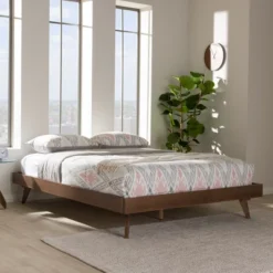 Jacob Mid - Century Modern Walnut Finished Solid Wood Bed Frame - Baxton Studio -Baxton Furniture Store GUEST 4e3887f6 ec83 4a73 9c55 beb6760fe518