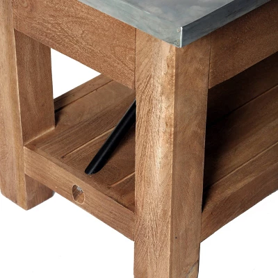 Millwork Bench With Shelf Wood And Zinc Silver/Light Amber - Alaterre Furniture 4 Millwork Bench With Shelf Wood And Zinc Silver/Light Amber - Alaterre Furniture - Image 2