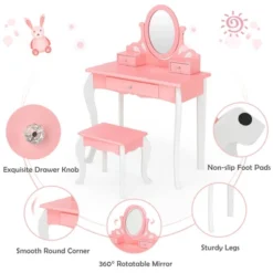 Costway Kids Vanity Princess Makeup Dressing Table Stool Set W/ Mirror Drawer 19 Costway Kids Vanity Princess Makeup Dressing Table Stool Set W/ Mirror Drawer -Baxton Furniture Store GUEST 50a8f183 57bf 47f4 8cc5 7e6b12c133fa