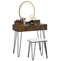 Costway Industrial Vanity Makeup Dressing Table Padded Stool Set 3-Color Lighted Mirror 22 Costway Industrial Vanity Makeup Dressing Table Padded Stool Set 3-Color Lighted Mirror -Baxton Furniture Store GUEST 50b52626 e271 43c8 bf8f 3b686e4b94fb