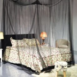 4 Corner Post Bed Canopy Mosquito Net Full Queen King Size Netting Bedding Black -Baxton Furniture Store GUEST 5139b201 0676 402c 8722 dcd38685fc22