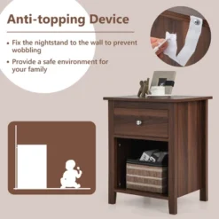 Costway 2 PCS Nightstand Side Table With Drawer Open Shelf For Living Room Bedroom Walnut/Brown 19 Costway 2 PCS Nightstand Side Table With Drawer Open Shelf For Living Room Bedroom Walnut/Brown -Baxton Furniture Store GUEST 52b88338 3268 4589 8469 a8b9844b9f0f