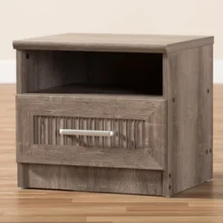 Gallia Modern And Contemporary Oak Finished 1 Drawer Nightstand Brown - Baxton Studio -Baxton Furniture Store GUEST 52cf1045 b886 4b2e a6f7 adf2de06b10a