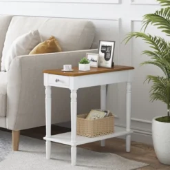 Costway 2 PCS 2-tier End Side Narrow Table Nightstand W/ Drawer For Living Room Bedroom -Baxton Furniture Store GUEST 5364b8b5 e1d7 4cd3 a280 c906c864ea98