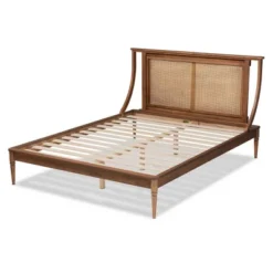 Jamila Wood And Synthetic Rattan Platform Bed Walnut Brown - Baxton Studio -Baxton Furniture Store GUEST 544ab8d4 f514 4bef 93cd 9647552e304e