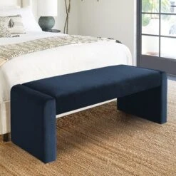 Kaia 47" Velvet Waterfall Upholstered Bench-The Pop Maison -Baxton Furniture Store GUEST 55f861b6 ed97 4e8f a63e e113efe5e914