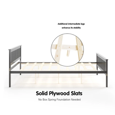 Costway Queen Wood Platform Bed With Headboard And Footboard Mattress Foundation 10 Costway Queen Wood Platform Bed With Headboard And Footboard Mattress Foundation - Image 8