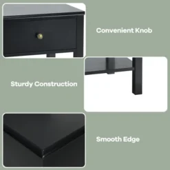 Costway 2PCS Nightstand Drawer Shelf Storage Display Black -Baxton Furniture Store GUEST 56bbc303 4386 4c1f b13f 77bf79dbc9e4 1