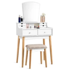 Costway Vanity Table 6 Dressing Table Cushioned Stool Makeup Table 13 Costway Vanity Table 6 Dressing Table Cushioned Stool Makeup Table -Baxton Furniture Store GUEST 56be7a87 9dd0 4779 a611 2cf03d4f01ea