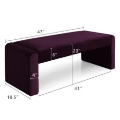 Kaia 47" Velvet Waterfall Upholstered Bench-The Pop Maison -Baxton Furniture Store GUEST 5846bf43 0229 4f5f b8fb 6bf9a13354c9