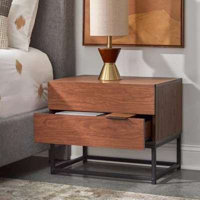 Noble 2 Drawers Nightstand Walnut - Buylateral 4 Noble 2 Drawers Nightstand Walnut - Buylateral - Image 2