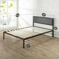 Korey Platform Metal Bed Frame With Upholstered Headboard Black - Zinus -Baxton Furniture Store GUEST 5b7fd53b f543 41ec 8a1f 84fb670a8805
