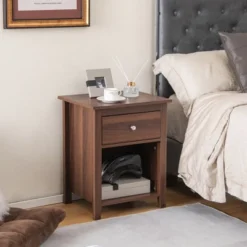 Costway 2 PCS Nightstand Side Table With Drawer Open Shelf For Living Room Bedroom Walnut/Brown 15 Costway 2 PCS Nightstand Side Table With Drawer Open Shelf For Living Room Bedroom Walnut/Brown -Baxton Furniture Store GUEST 5baf182b 3da2 40c2 8fbd f7a13e2396ac