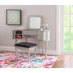 Paloma Vanity Set Silver - Linon 32 Paloma Vanity Set Silver - Linon -Baxton Furniture Store GUEST 5c1bf3d2 b7d0 4054 9483 9abc51d5f708