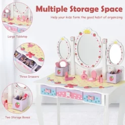 Costway Kids Vanity Princess Makeup Dressing Table Chair Set W/ Tri-fold Mirror White 16 Costway Kids Vanity Princess Makeup Dressing Table Chair Set W/ Tri-fold Mirror White -Baxton Furniture Store GUEST 5d919a8c b85f 45aa ae73 1579841dbfbe