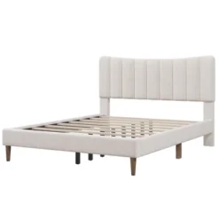 Upholstered Wood Platform Bed Frame With Vertical Channel Tufted Headboard-ModernLuxe -Baxton Furniture Store GUEST 5ef2b2e3 4e2a 4ba4 8c05 55164bd8f692