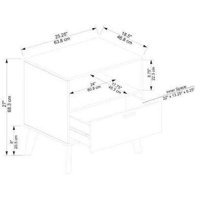 Reid 1 Drawer Nightstand Walnut - Linon 14 Reid 1 Drawer Nightstand Walnut - Linon - Image 12