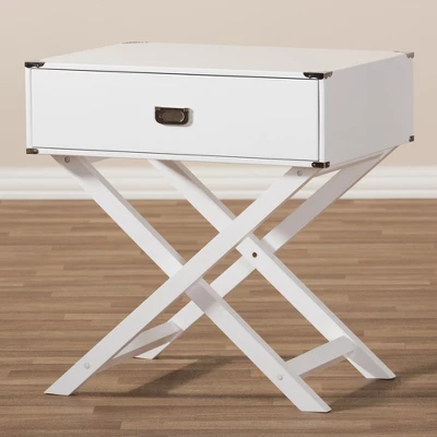 Curtice 1 Drawer Wooden Nightstand White - Baxton Studio 8 Curtice 1 Drawer Wooden Nightstand White - Baxton Studio - Image 6