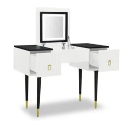 43.3" Modern Vanity Table Set With Flip-Up Mirror, LED Lights And Storage - ModernLuxe -Baxton Furniture Store GUEST 5fa82ec4 dd96 4195 85b2 8b4bd238d920