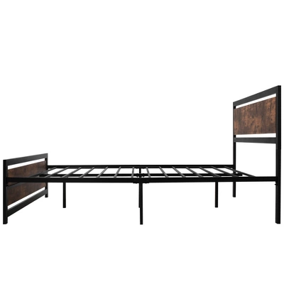 HOMCOM Queen Platform Bed Frame With Headboard & Footboard, Strong Metal Slat Support Full Bed Frame W/ Underbed Storage Space, No Box Spring Needed, 63''x82''x40.5'' 7 HOMCOM Queen Platform Bed Frame With Headboard & Footboard, Strong Metal Slat Support Full Bed Frame W/ Underbed Storage Space, No Box Spring Needed, 63''x82''x40.5'' - Image 5