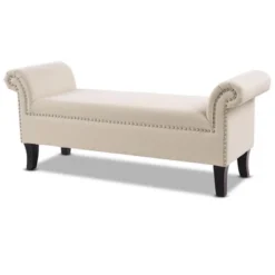 Jennifer Taylor Home Kathy Roll Arm Entryway Accent Bench -Baxton Furniture Store GUEST 61e0a457 97b3 474a b1f4 430d6ebc7311