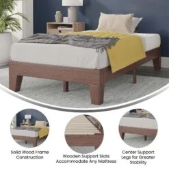 Merrick Lane Eduardo Platform Bed Frame, Solid Wood Platform Bed Frame With Slatted Support, No Box Spring Needed 14 Merrick Lane Eduardo Platform Bed Frame, Solid Wood Platform Bed Frame With Slatted Support, No Box Spring Needed -Baxton Furniture Store GUEST 6371ddd1 0226 499e a1e5 fa807d966de7