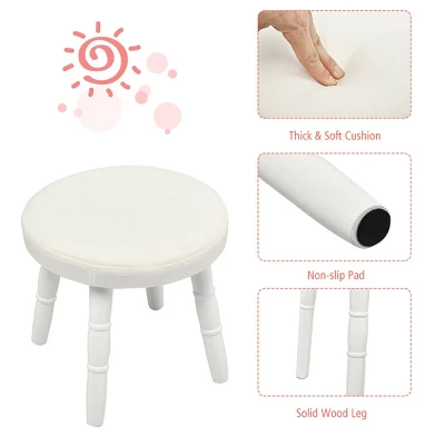 Costway Kids Vanity Makeup Table & Chair Set Make Up Stool Play Set For Children 8 Costway Kids Vanity Makeup Table & Chair Set Make Up Stool Play Set For Children - Image 6