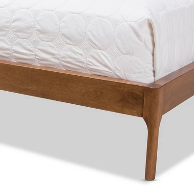 Brooklyn Mid Century Modern Walnut Wood Fabric Upholstered Platform Bed - Baxton Studio 9 Brooklyn Mid Century Modern Walnut Wood Fabric Upholstered Platform Bed - Baxton Studio - Image 7