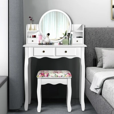 Costway Makeup Vanity Table Drawers Oval Dressing Table Kids Gift 12 Costway Makeup Vanity Table Drawers Oval Dressing Table Kids Gift - Image 10
