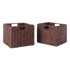 55.98" 5pc Milan Storage Shelf With Baskets Walnut - Winsome -Baxton Furniture Store GUEST 68064ee1 abec 4007 bfbd ff8dd8e41b01