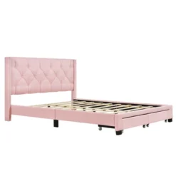 Queen Size Linen Upholstered Storage Platform Bed With Two Drawers-ModernLuxe -Baxton Furniture Store GUEST 69a3a012 be6c 4cff b806 18ca4bb63067