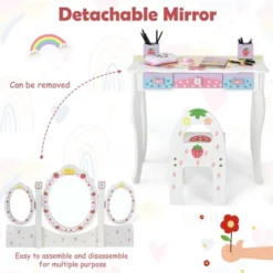 Costway Kids Vanity Princess Makeup Dressing Table Chair Set W/ Tri-fold Mirror White 18 Costway Kids Vanity Princess Makeup Dressing Table Chair Set W/ Tri-fold Mirror White -Baxton Furniture Store GUEST 6a04a345 796c 42b1 b2d3 8012874ed8f5