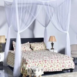 4 Corner Post Bed Canopy Mosquito Net Full Queen King Size Netting Bedding White -Baxton Furniture Store GUEST 6a27b7f5 0b60 4642 ba9b 55d1938e60df