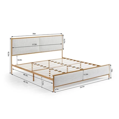 Classic Upholstered Platform Bed With Metal Frame And Solid Wood Ribs, Light Gray-ModernLuxe 3 Classic Upholstered Platform Bed With Metal Frame And Solid Wood Ribs, Light Gray-ModernLuxe