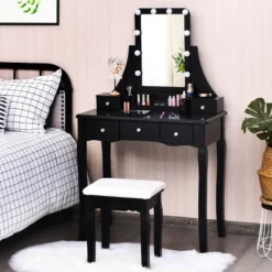Costway Vanity Dressing Table Set W/Removable Box &10 Dimmable Bulbs Touch Switch 23 Costway Vanity Dressing Table Set W/Removable Box &10 Dimmable Bulbs Touch Switch -Baxton Furniture Store GUEST 6af061f6 fe5e 4989 a987 0430708a4bbf