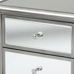 Leonie Wood And Mirrored Glass 2 Drawer Nightstand Silver - Baxton Studio 12 Leonie Wood And Mirrored Glass 2 Drawer Nightstand Silver - Baxton Studio -Baxton Furniture Store GUEST 6b205289 150b 4d12 83d0 2deccc71e2e1