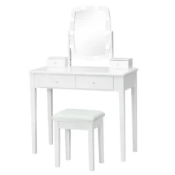 Costway Vanity Table Set With Lighted Mirror Adjustable 10 Bulbs Dresser 4 Drawer -Baxton Furniture Store GUEST 6b22f21f 42d5 4bb0 9734 34b942023044